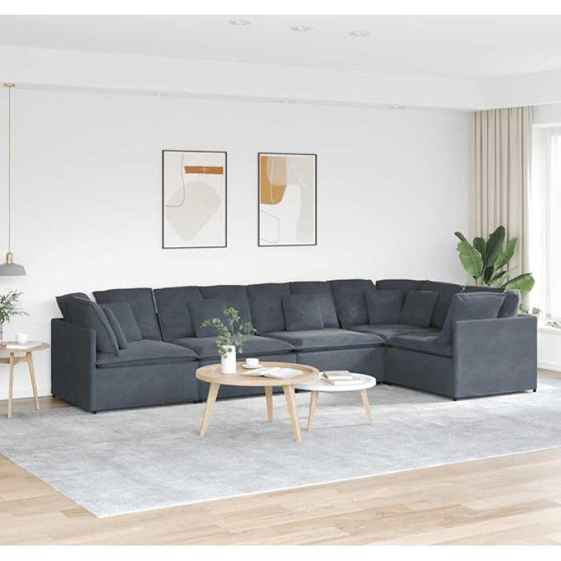 IKAYAA Corner Sofa, L-Shape 2 x Middle Sofa, 3 x Sofa Corner Section, Module Couch, Corner Couch 400 x 200 x 64 cm, Couch Living Room, Corner Sofa, Dark Grey