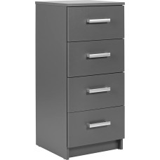 Inter Link - Elenzio 4S Chest of Drawers - Bedside Cabinet - 4 Drawers - Grey