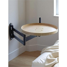 Wall Mounted Folding Table - Space Saving Round Tray Desk, Bedside Table in Fold-Out Design, Extendable Floating Dining Table for Home Office, Kitchen, Study Room, Ba