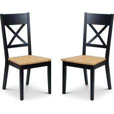 Julian Bowen Hockley 2 Piece Chair Set, Black/Oak