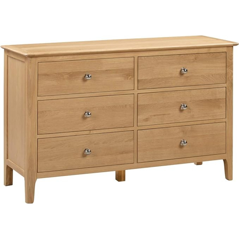 Julian Bowen COT103 Large Wooden Chest of Drawers with 6 Drawers, Oak, One Size