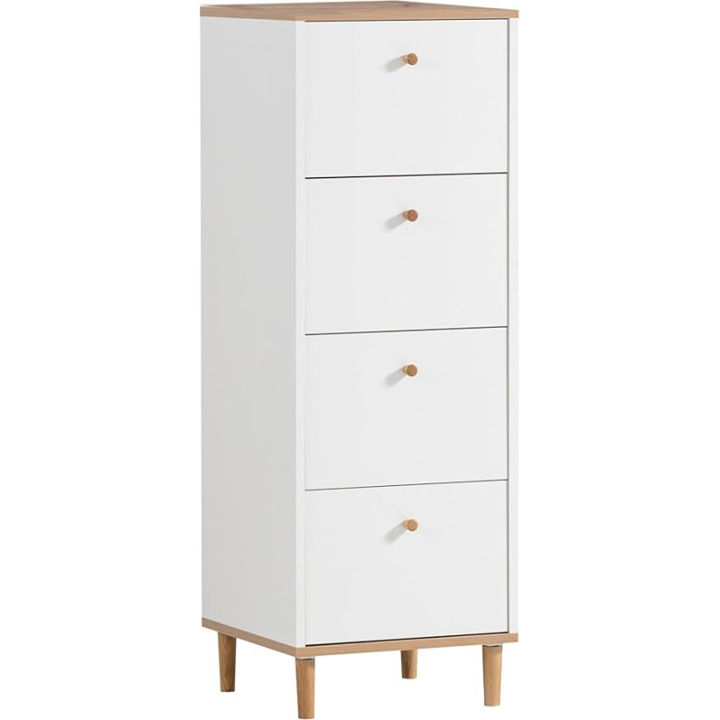 Schildmeyer Hilda 155884 Chest of Drawers Matt White / Artisan Oak Decor 40 x 40 x 116.7 cm