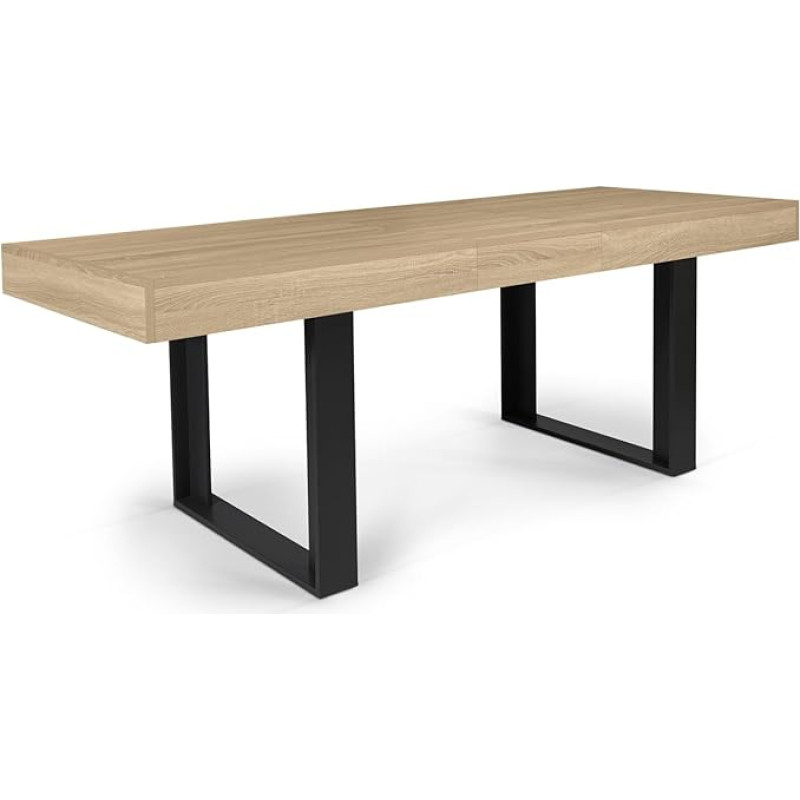 IDMarket - Phoenix Extendable Rectangular Dining Table 4-8 Seater Wood and Black 160-200cm