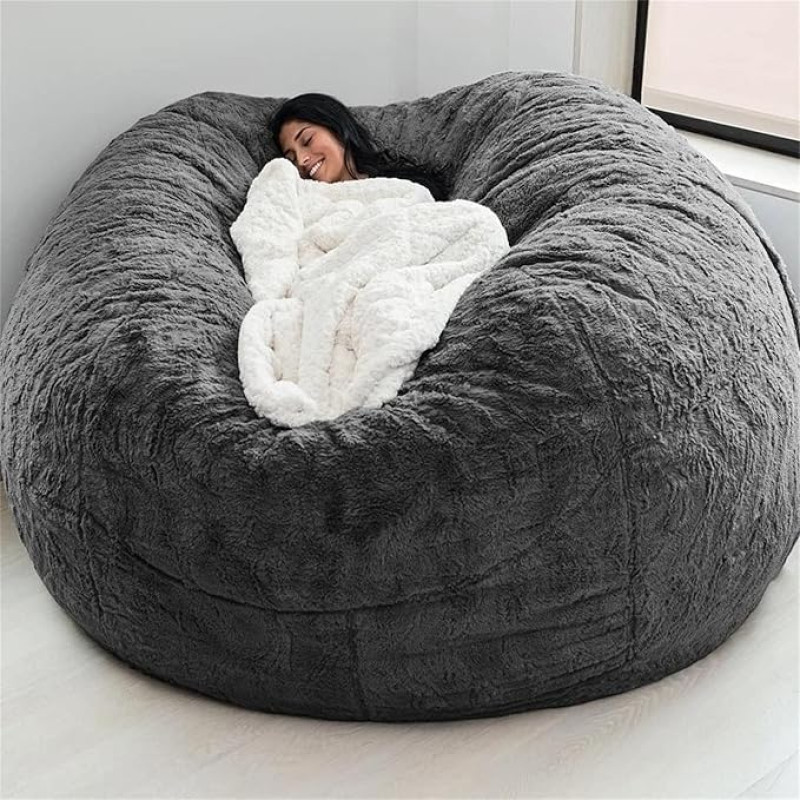 IJNBHU Bean Bag Chair Cover, Giant Fur Bean Bag, Sofa Cover, Extra Large Washable Bean Bag Cover for Children, Bean Bag Cover Without Filling (Colour 15, Size: 1.52 M)