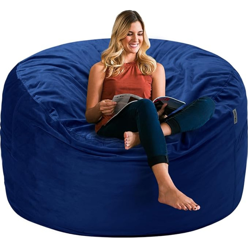 HABUTWAY 3ft Soft Memory Foam Bean Bag with Fluffy Removable Microfibre Cover Hexagonal Foam Filling (Dark Blue)