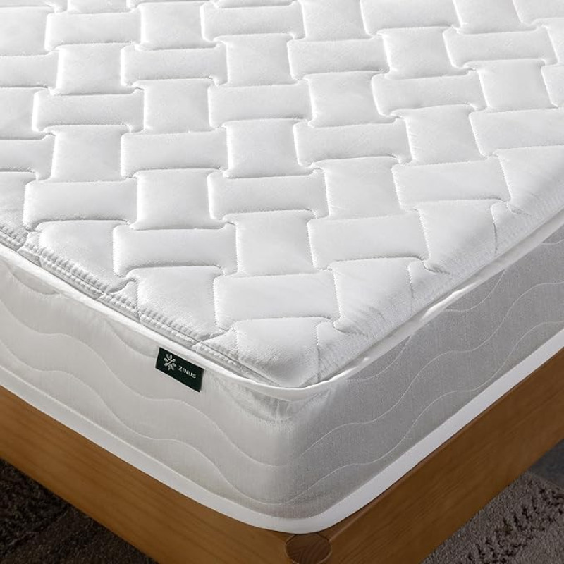 Zinus Bonnel Memory Foam Spring Mattress, White, 190 x 90 cm