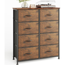 MUTUN Chest of Drawers with 8 Drawers, Fabric Storage Chest of Drawers Vertical with Spacious Wooden Table Top & Sturdy Metal Frame, Large Storage Space for Bedroom, Living Room, Closet, Children's