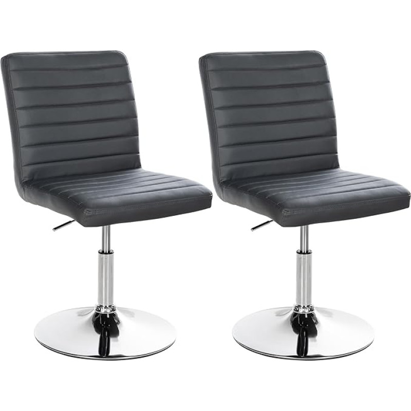 CLP Set of 2 Elvas Dining Room Chairs, Faux Leather Cover, Visitor Chairs with Base in Chrome Look, Height Adjustable, 360 Degree Rotatable with Floor Protectors, Colour: Grey