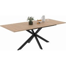 IDMarket Alix Extendable Rectangular Dining Table for 6-10 People Wood and Black 160-200cm