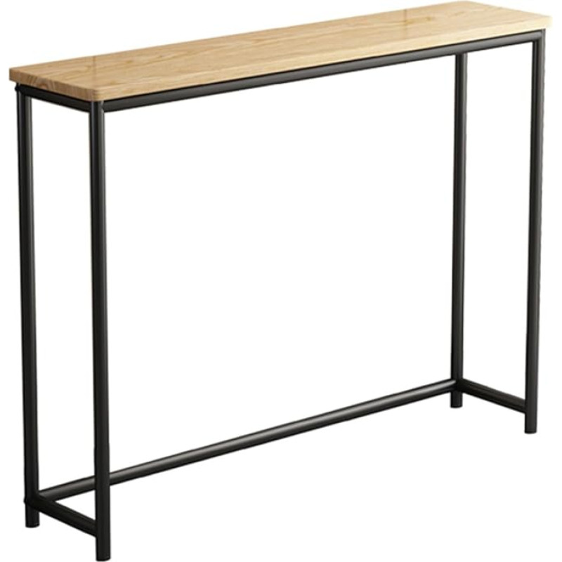 Console Sofa Table Black Solid Wood Top Industrial Style Entryway Hallway Side Table for Company Studio Room Decor