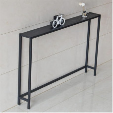 Narrow Black Console Sofa Table with High Legs, Modern Rectangular Side Table for Small Spaces, 120 x 15 x 75 cm