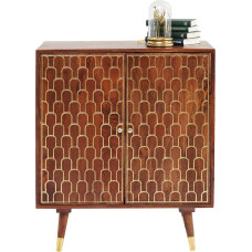 Kare Design Chest of Drawers Nutmeg Small Chest of Drawers Narrow Sideboard with 2 Doors with Gold Accents Retro Look Vintage Living Room Bedroom Hallway Storage Space (H x W x D) 90 x 75 x 40 cm