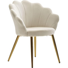 FineBuy Tulip Velvet Upholstered Kitchen Chair with Gold Legs Shell Chair Scandinavian Design Upholstered Chair with Fabric Cover