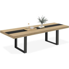 IDMarket Phoenix Extendable Rectangular Dining Table 10-12 Seater Wood/Black Middle Band 200-300cm Kitchen Table Black