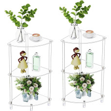 Bkemiy Clear Acrylic Triangle Side Table, Set of 2 for Small Space, 11.8