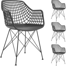 Idimex Alicante dining room chairs in retro design, kitchen chairs, with armrests, set of 4 plastic chairs