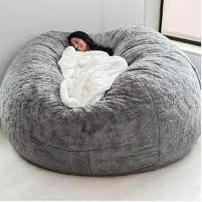 Sunydog Bean Bag Chair Cover, Home Sponge Bed Bean Bag Chair Cover Protective Cover Double Bedroom Balcony Large Couch Round Soft Fluffy Cover No Fillings Only Cover