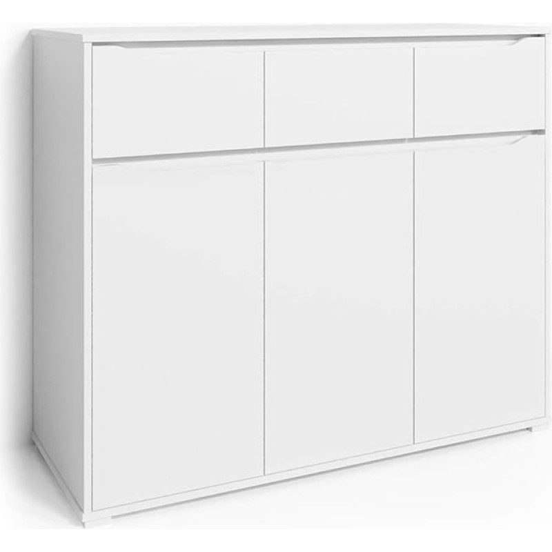 Vicco Ruben Cabinet, White, Multi-Purpose, with Drawers, Multi-Purpose Sideboard