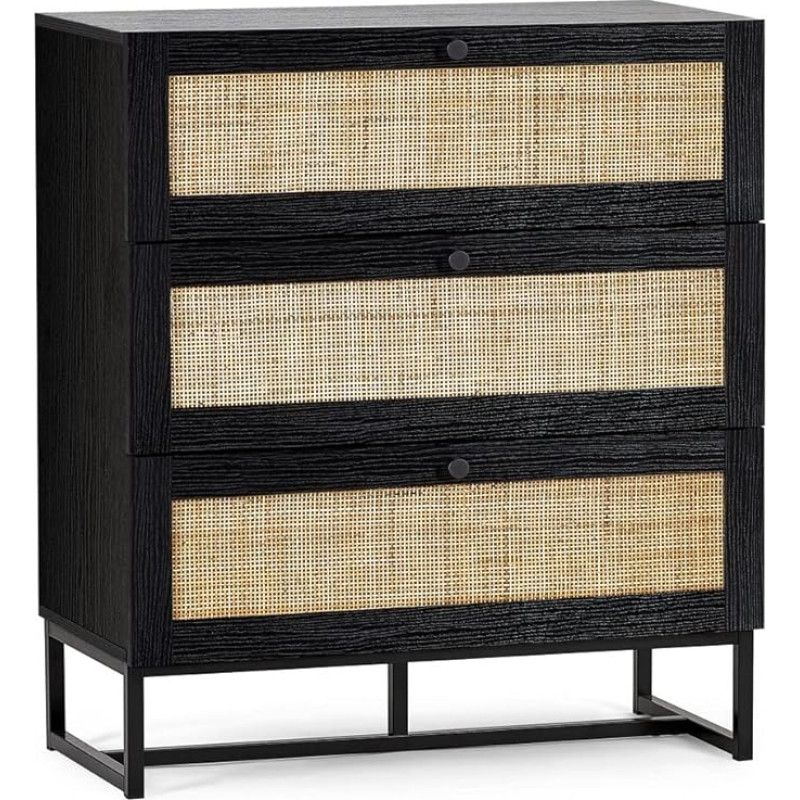 Julian Bowen Padstow 3 Drawer Chest - Black