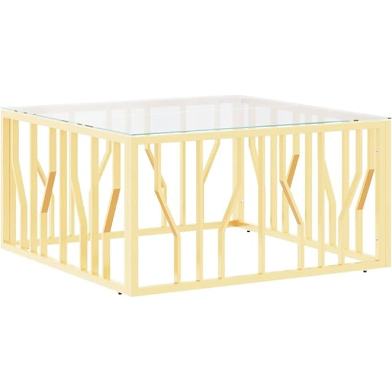 vidaXL Coffee Table, Side Table with Plenty of Space for Snacks Drinks, Sofa Table for Living Room, Table, Coffee Table, Telephone Table, Golden Stainless Steel Glass