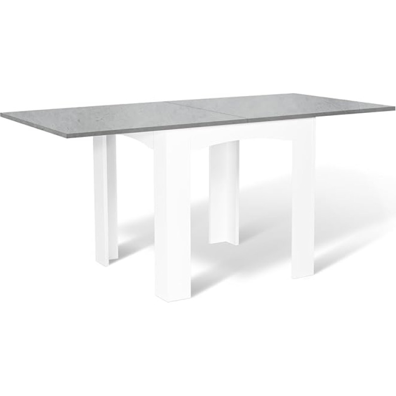 IDMarket - Dona Extendable Rectangular Dining Table for 6-8 People with Concrete Effect Top 80-160 cm