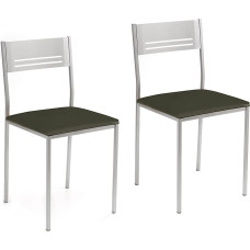 ASTIMESA SCACGR Two Kitchen Chairs, Metal Aluminium Faux Leather, Graphite Grey, Altura de asiento 45 cm