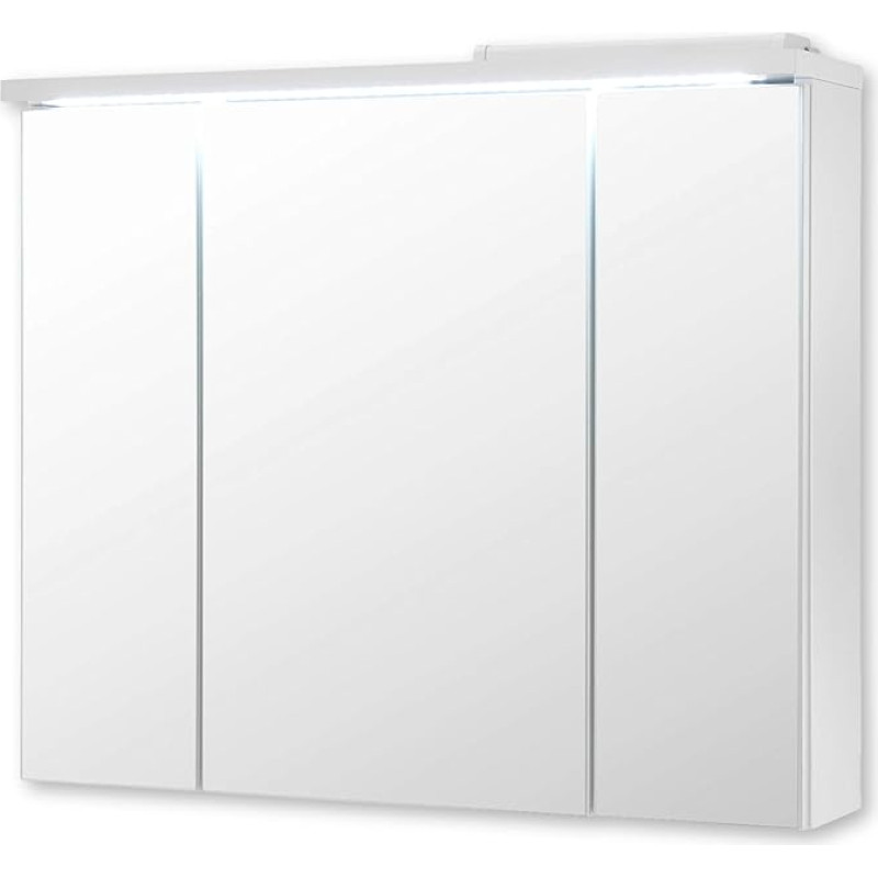 Pool Bathroom Mirror Cabinet with LED-Lighting in Artisan Oak Look, White, Modern Bathroom Mirror Cabinet with Lots of Storage Space, 60 x 68 x 20 cm (W x H x D)