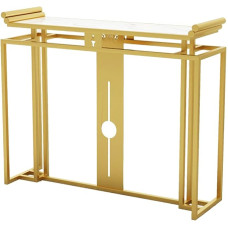 HADECOLL Console Table 31.4 Inch Console Entrance Table, White Marble Sofa Table with Shelves, Decorative Living Room Table, Easy Assembly
