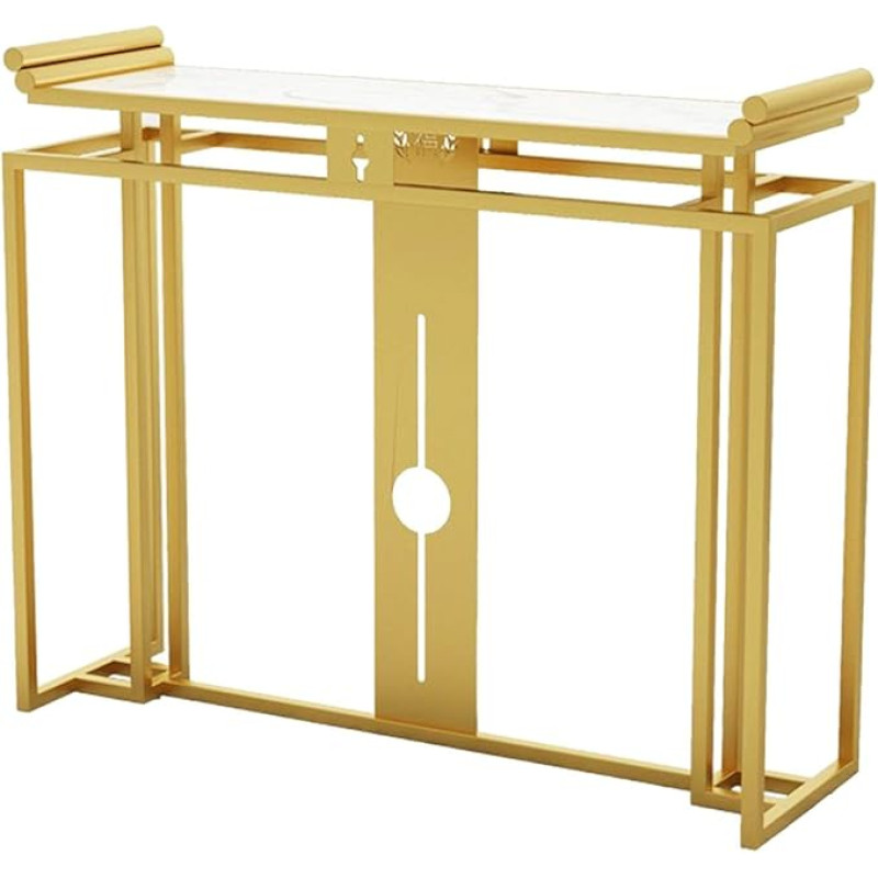 HADECOLL Console Table 31.4 Inch Console Entrance Table, White Marble Sofa Table with Shelves, Decorative Living Room Table, Easy Assembly
