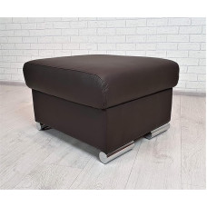 Quattro Meble Dark Brown Real Leather Stool with Storage Space Stool Cowhide Seat Cube 60 x 55 cm Footstool Upholstered Stool Real Leather Puff Leather MDR Dark Brown