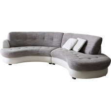 DELIFE Napoli Couch Light Grey White 300 x 95 cm Round Sofa with Cushion Sofa