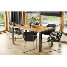 Endo-Moebel Garant Designer Dining Table 130 cm - 265 Metal Expandable Metal Frame Kitchen Table (Wotan Oak)