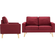 LIANGDONFC Fashion Sofa, Salon Seating, 2-Piece Sofa Set, Fabric, Wine Red, Suitable for Cafe, Garden, Living Room