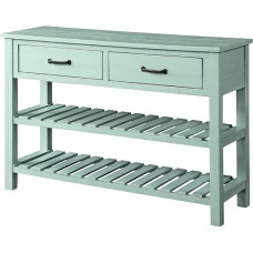 SZPLLZY Console Table, Modern Console Sofa Table, Long Wall Table, 2 Drawers and 3-Tier Shelf with Handle, 45 x 14.9 x 30.7 (Grey)