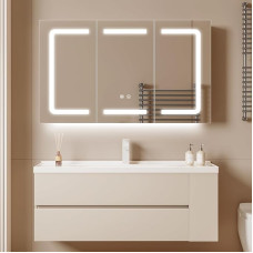 WisHomee Bathroom Mirror Cabinet with Lighting and Socket, 100 cm Wide, LED Black Bathroom Mirror Cabinet with Lighting and Adjustable Shelf, 2 Doors, Heated Anti-Fog, Dimmable