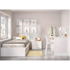 DEKIT GRUPO RIMOBEL Trundle Bed, Melamine, White/Natural, 67 x 95.8 x 194.8 cm