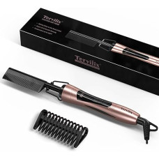 Terviiix Electric Hot Comb Hair Straightener Brush for Wigs, Sirgendaja Beard Straightener for Afro Hair and Beard, Automatic Shut-Off, Dual Tension, Temperatuur reguleeritav