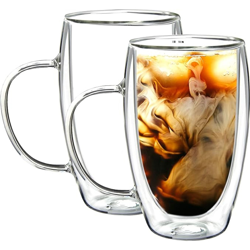 Youngever 2 500 ml kohviklaasi komplekt, topeltklaasist kohvitassid, topeltklaasist kohvitassid, topeltklaasist kohvitassid