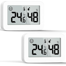 DOOMAY 2-Pack Mini Hygrometer Indoor Thermometer, Humidity Gauge with ℃, Humidity Meter Digital Temperature Monitor for Greenhouse Baby Room Cellar Reptiles Incubator Closet