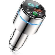 Mohard FM Transmitter Car Bluetooth 5.3, All-Metal PD 30 W & QC3.0 18 W Fast Car Charger, Cigarette Lighter, Car Bluetooth Adapter, Car Hands-Free System, Noise Cancelling Microphone, Ring Light
