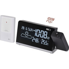 EMOS Wireless Weather Station with Projection, Outdoor Sensor, VA Display and Projector, Clock, Temperature, Thermometer, 2x Alarm Clock, Calendar, Memory with Min/Max Temperature