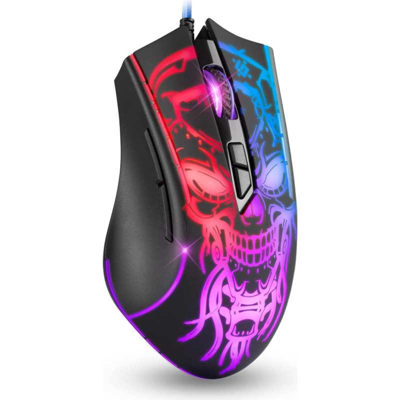 Defender Bulletstorm GM-928 Wired Gaming Mouse, Ergonomic Mouse with Optical Sensor, 7 Buttons, 4 DPI Settings, Multicolor Backlight, Soft Touch Case, Black