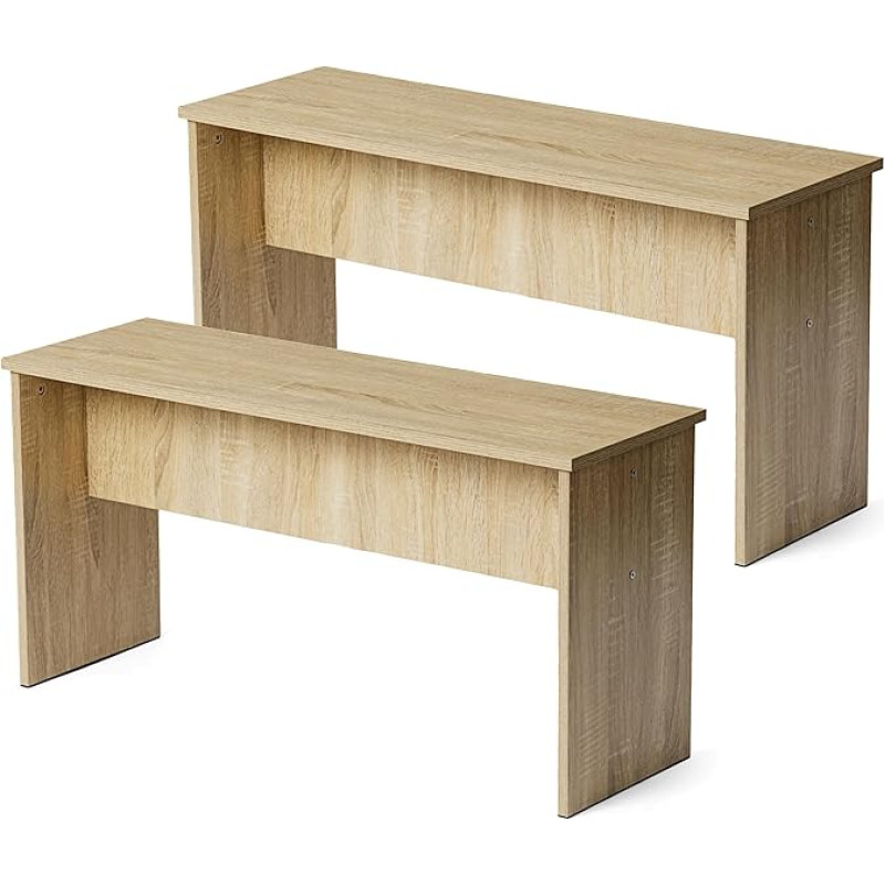LafeuR Benches for Dining Room Table, Set of 2, Kitchen Benches, Dining Table Benches, 90 x 30 x 45 cm, Wooden Bench, Bedroom or Kitchen, Oak
