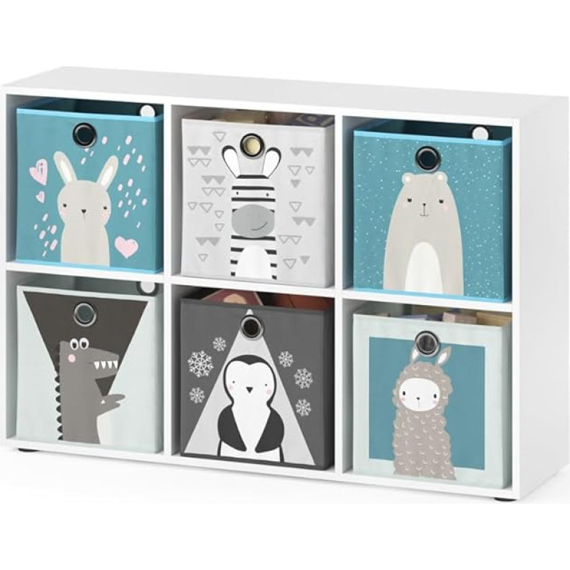 Vicco Children's Shelf 4 6 or 8 Compartments Including Children's Folding Boxes Bookshelf Storage Shelf T (6)