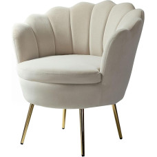 HULALA HOME Velvet Armchair with Thick Backrest Modern Cosy Lounge Chair with Golden Legs Reading Chair Comfortable for Living Room Bedroom Beige