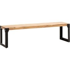 FineBuy Dining Room Bench Acacia Solid Wood Metal Industrial, Dining Table Bench Wooden Bench Solid without Backrest, Kitchen Bench Dining Bench Modern Bench Dining Bench