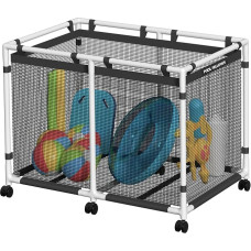 POOL FELLOWS Pool Storage Container, 537 Litres, 62 x 96 x 121 cm, Holder for Pasta, Toys, Floats, Towels, Mesh Organiser for Swimming Equipment, Basic Plus Style