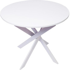 Skraut Home - Round Fixed Dining Table | Zen Model | Living Room | 90 x 90 x 77 cm | Capacity for 4 People | Durable Materials (White + White Legs, 90 cm)
