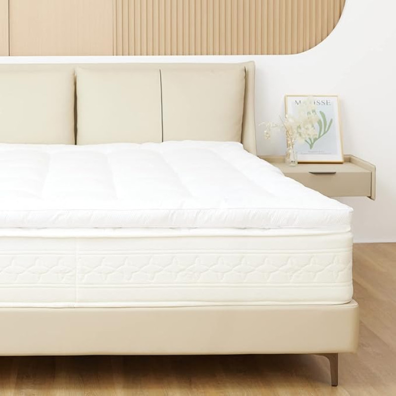 Sweetnight 3D Ultra Soft Mattress Topper Microfibre Polyester Durable Breathable Mattress Topper Mattress Topper Super Soft Fluffy Mattress Cover 180 x 200 x 6 cm White