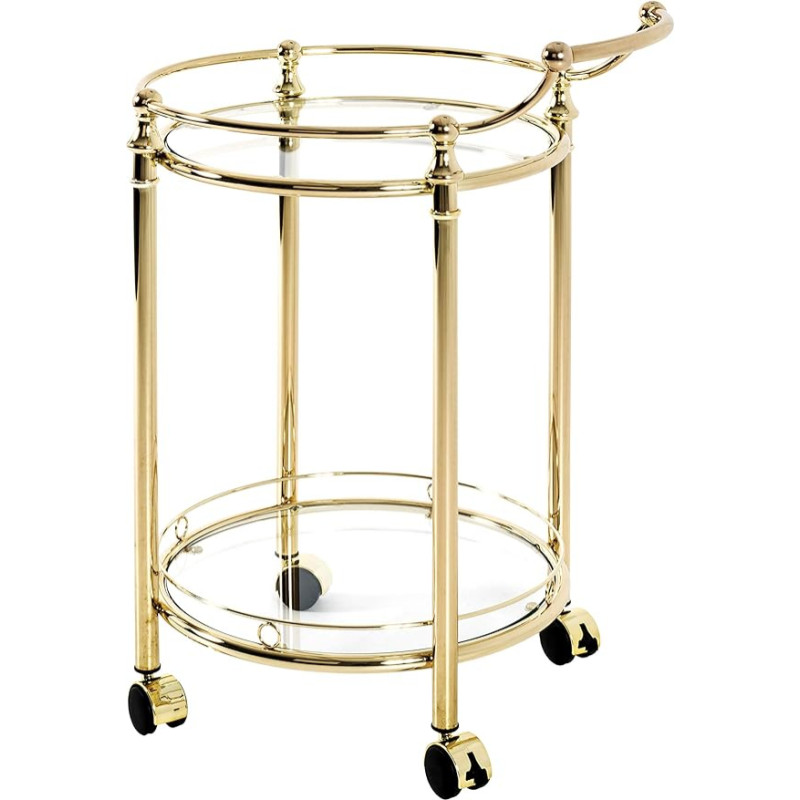 HAKU Möbel Serving Trolley Brass Plated Metal Safety Glass Dimensions W 59 cm x H 79 cm x D 49 cm Style: Contemporary